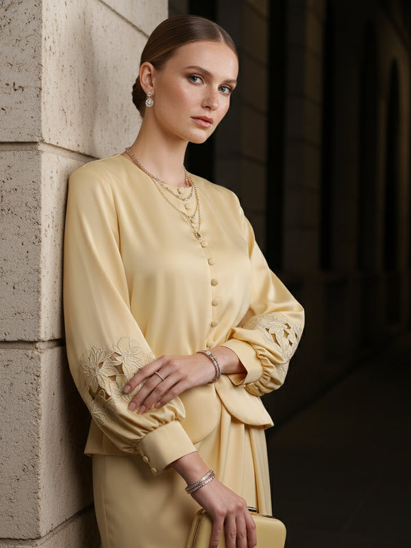 BAJU KURUNG KEDAH MODEN ESTEE (LIGHT YELLOW)